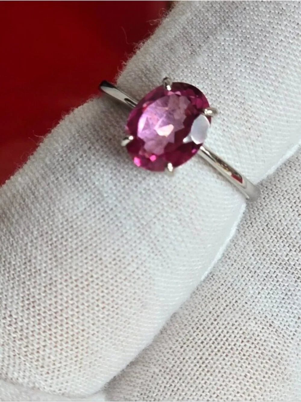 925 Sterling Silver Ring with Natural Pink Topaz  Gem
